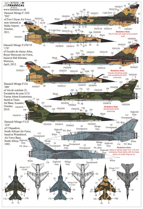 Xtradecal 72251 1:72 Dassault Mirage F.1CR