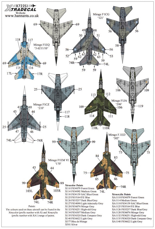 Xtradecal 72251 1:72 Dassault Mirage F.1CR