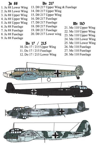 Xtradecal 72253 1:72 Luftwaffe Heavy Fighter Crosses for Ju-88, Me-110, Do-17 and Do-217