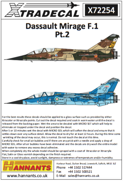 Xtradecal 72254 1:72 Dassault Mirage F.1B Two Seaters Part 2