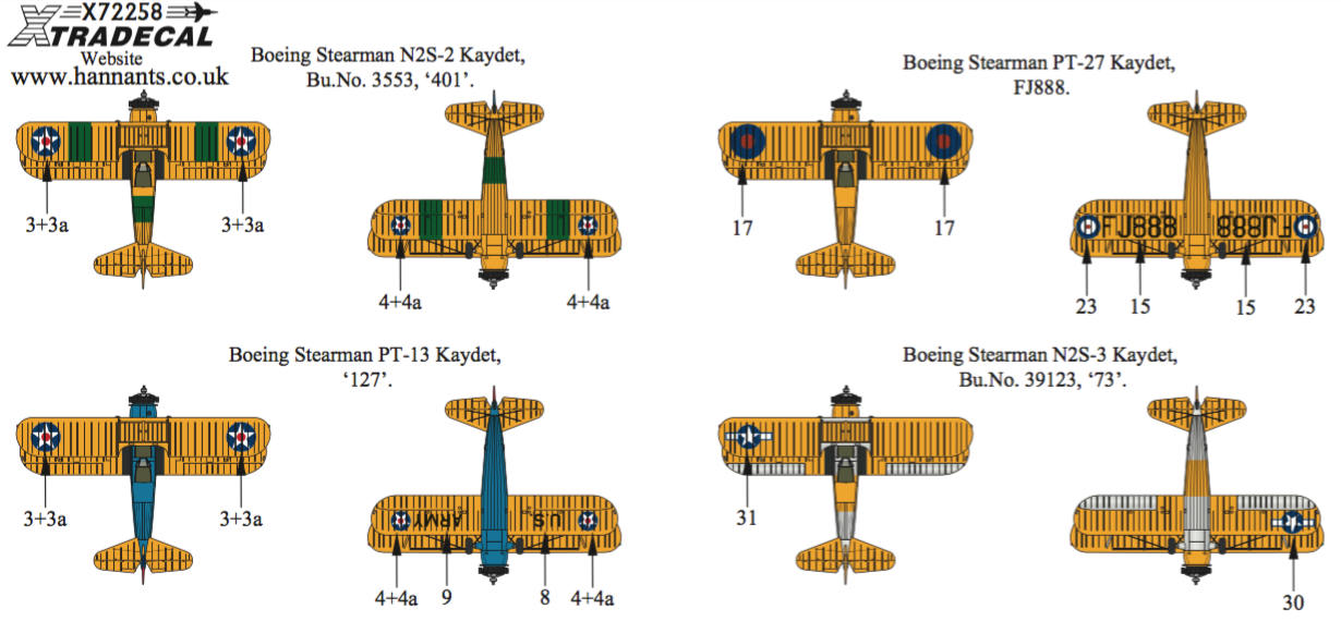 Xtradecal 72258 1:72 Boeing Stearman Kaydet