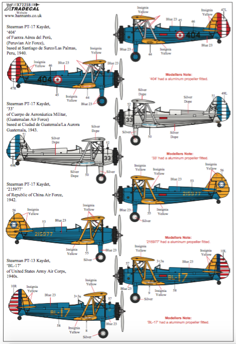 Xtradecal 72258 1:72 Boeing Stearman Kaydet