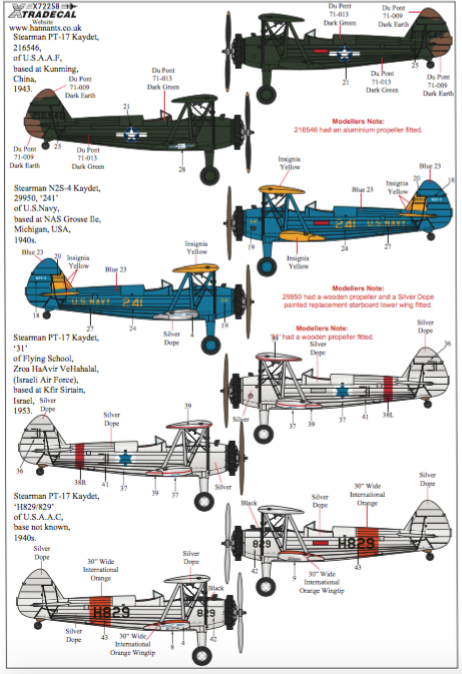 Xtradecal 72258 1:72 Boeing Stearman Kaydet