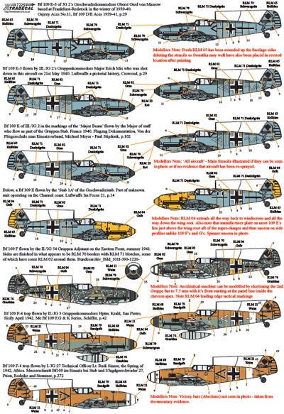 Xtradecal 72259 1:72 Messerschmitt Bf-109E/F/G Stab Markings Part 1