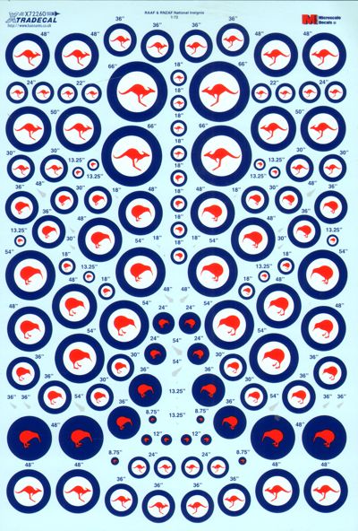 Xtradecal X72260 1:72 RAAF and RNZAF Air Force roundels. Assorted sizes.
