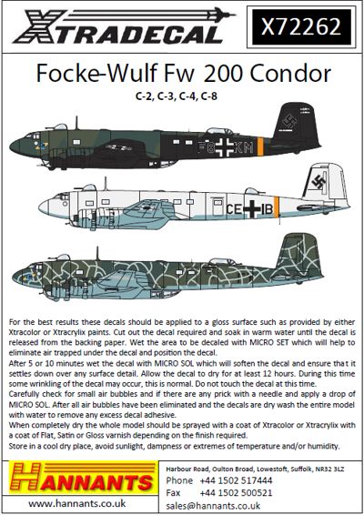 Xtradecal 72262 1:72 Focke-Wulf Fw-200 Condor