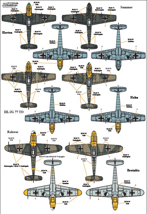 Xtradecal 72264 1:72 Messerschmitt Bf-109s with Stab Markings Part 2