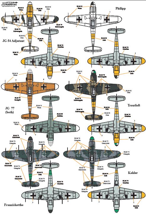 Xtradecal 72264 1:72 Messerschmitt Bf-109s with Stab Markings Part 2