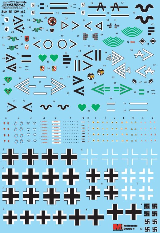 Xtradecal 72264 1:72 Messerschmitt Bf-109s with Stab Markings Part 2