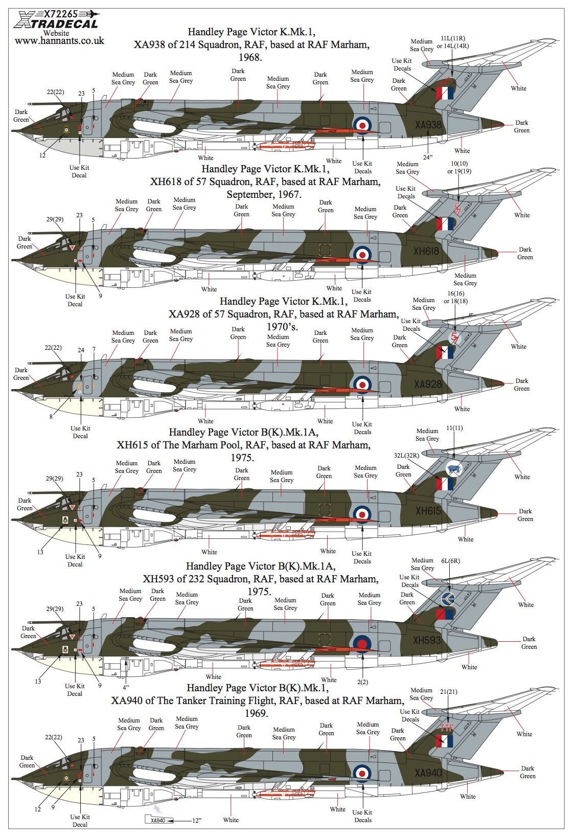 Xtradecal 72265 1:72 Handley Page Victor Collection