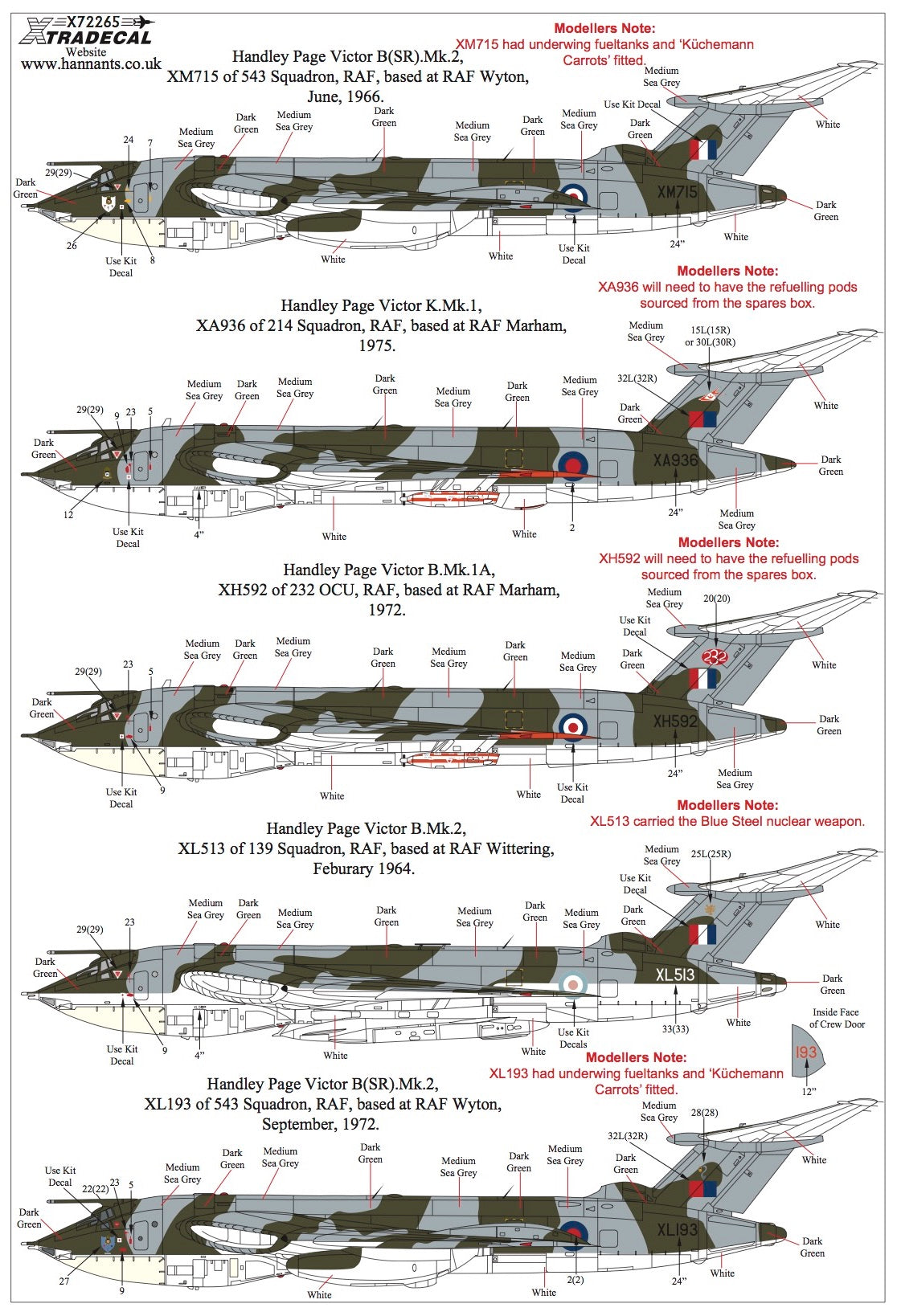 Xtradecal 72265 1:72 Handley Page Victor Collection