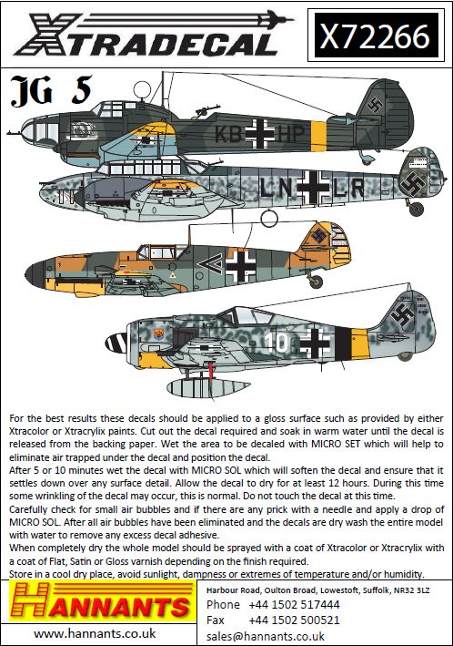 Xtradecal 72266 1:72 Luftwaffe JG 5 Squadron History