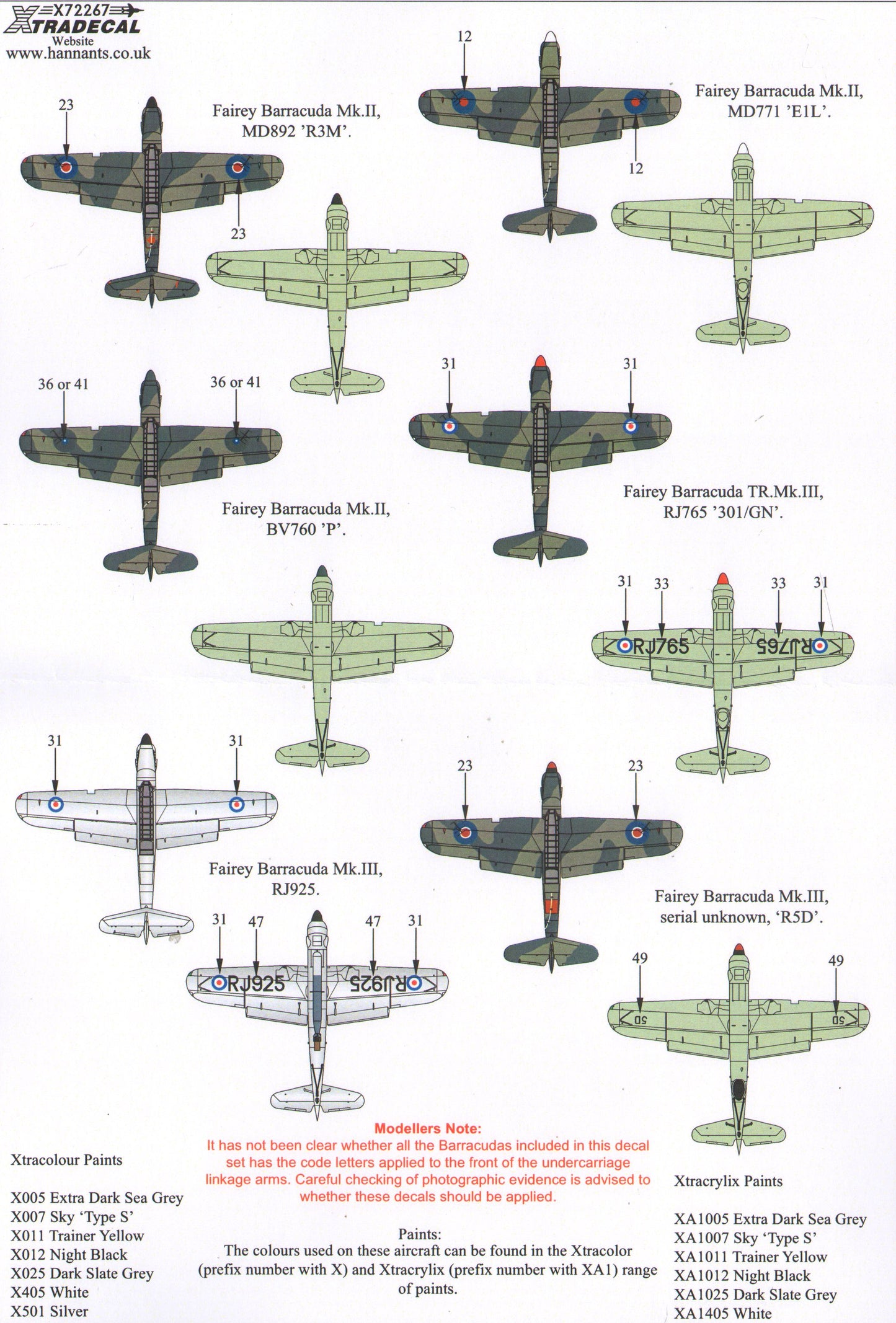 Xtradecal 72267 1:72 Fairey Barracuda Collection