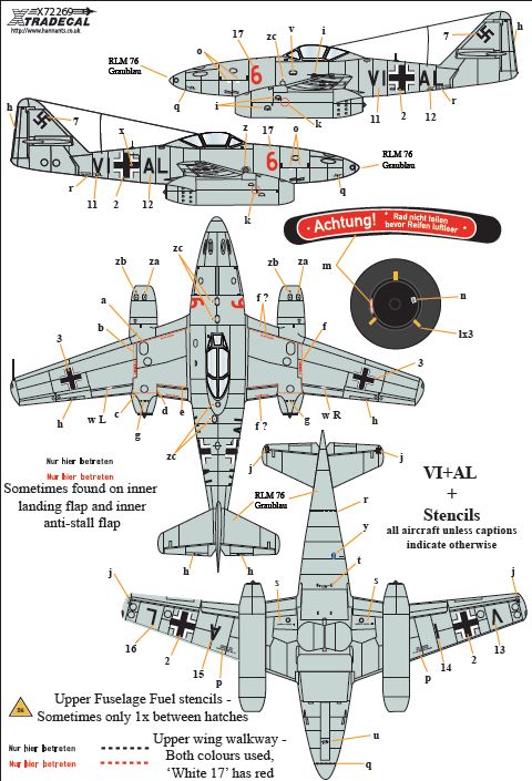 Xtradecal 72269 1:72 Messerschmitt Me-262A-1a/U3/A2A/S-92