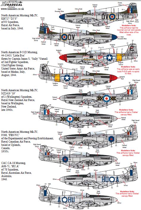 Xtradecal 72270 1:72 International North-American P-51D Mustang Bubbletops