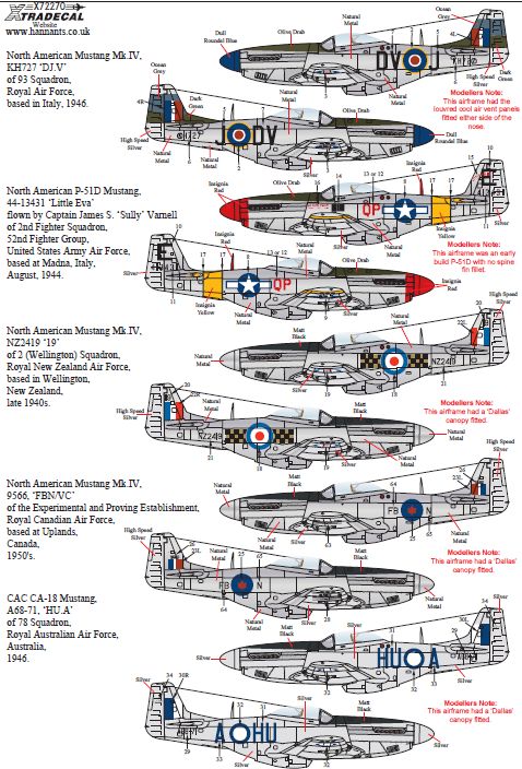 Xtradecal 72270 1:72 International North-American P-51D Mustang Bubbletops