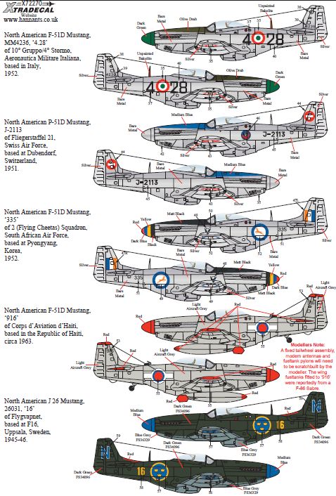 Xtradecal 72270 1:72 International North-American P-51D Mustang Bubbletops