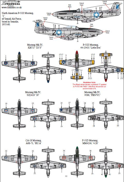 Xtradecal 72270 1:72 International North-American P-51D Mustang Bubbletops