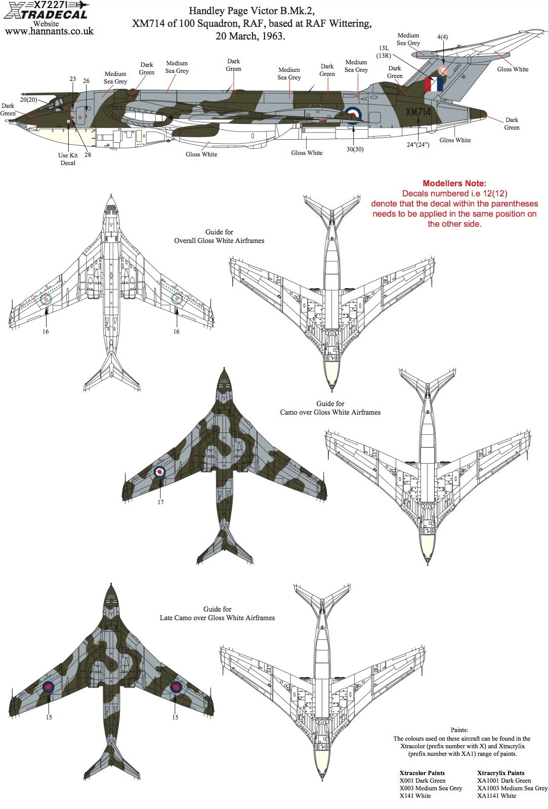 Xtradecal 72271 1:72 Handley-Page Victor B.2 Collection