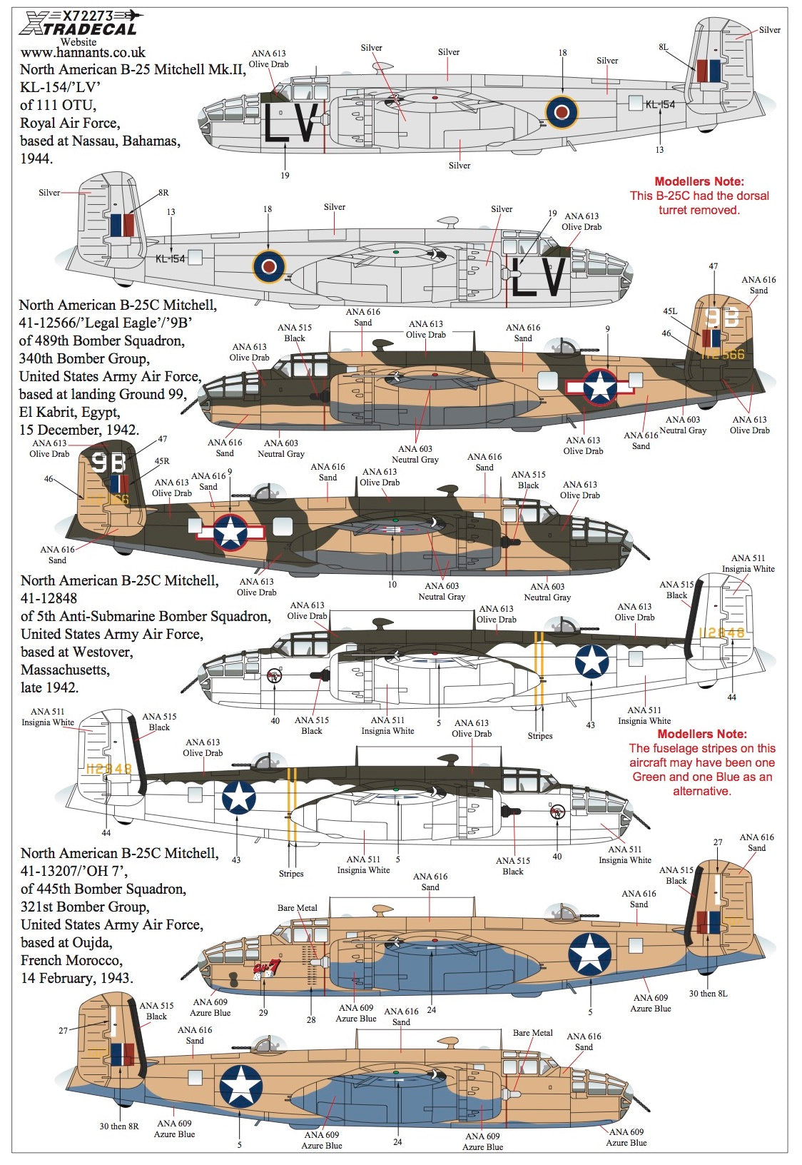 Xtradecal 72273 1:72 North-American B-25C Mitchell Collection