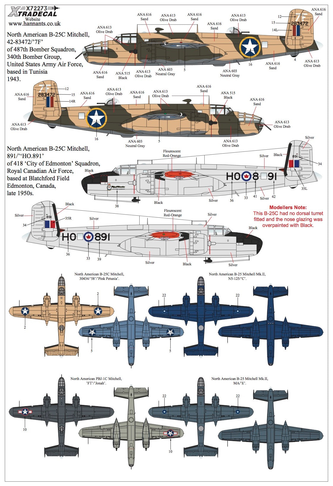 Xtradecal 72273 1:72 North-American B-25C Mitchell Collection