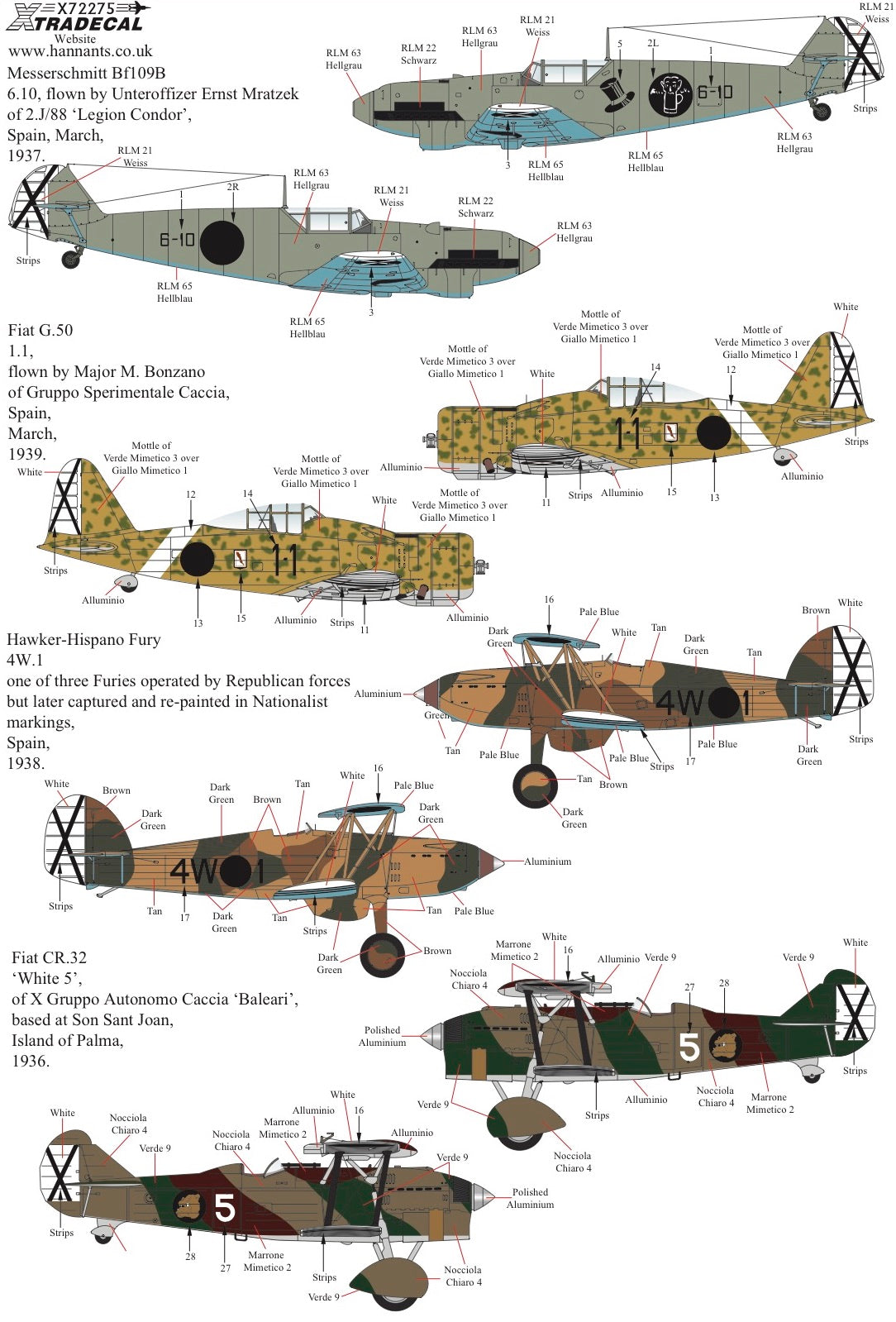 Xtradecal 72275 1:72 Spanish Civil War Condor Legion Part 2