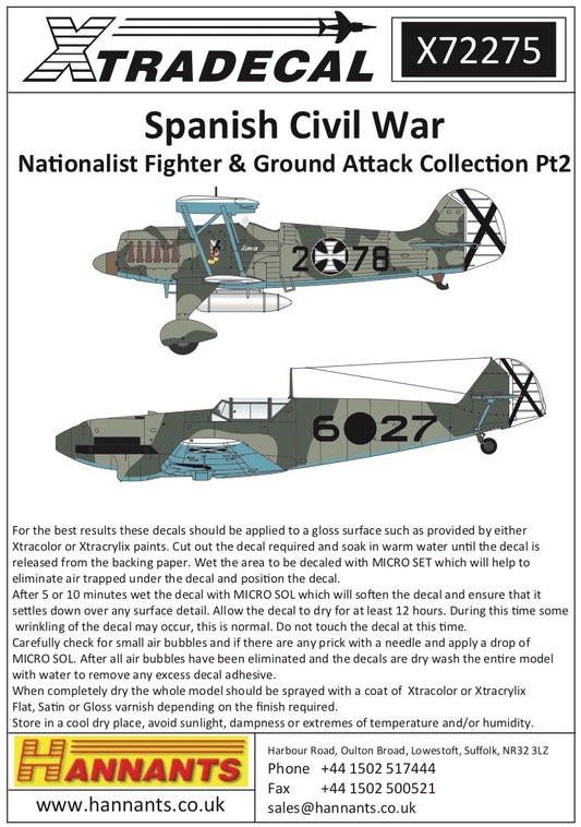 Xtradecal 72275 1:72 Spanish Civil War Condor Legion Part 2