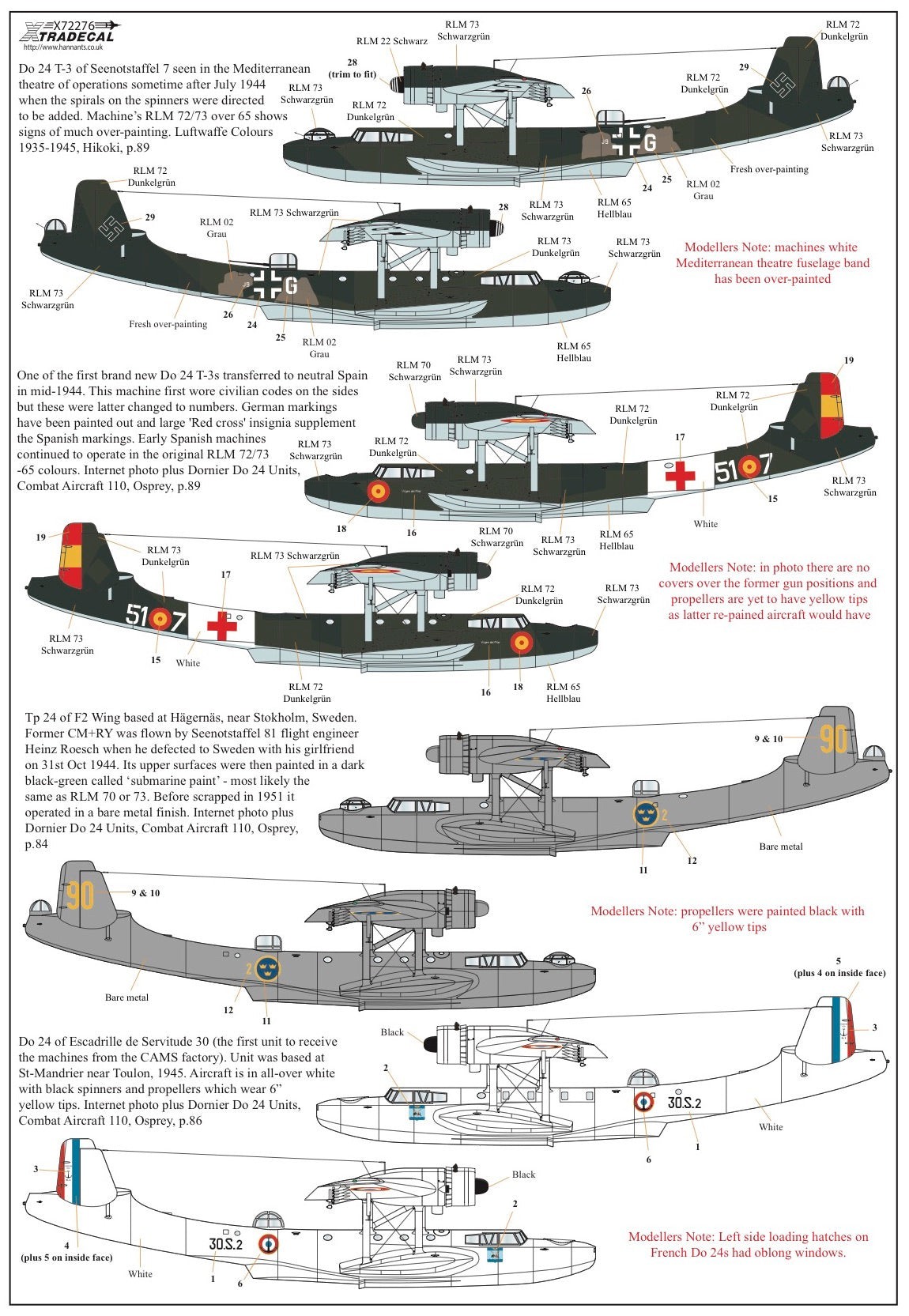 Xtradecal 72276 1:72 Dornier Do-24T