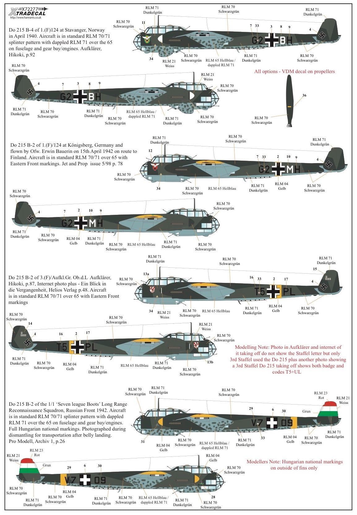 Xtradecal 72277 1:72 Dornier Do-215