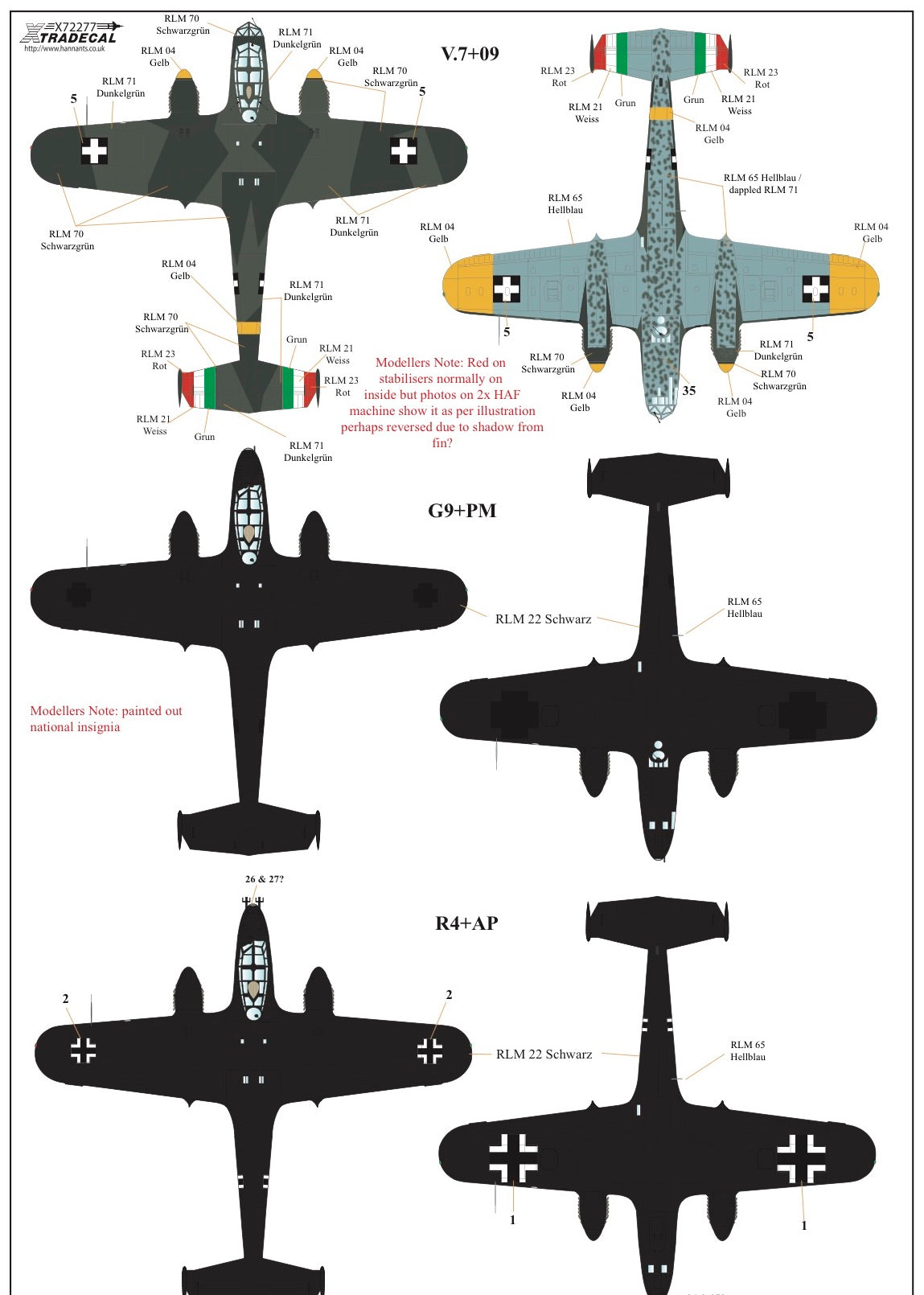 Xtradecal 72277 1:72 Dornier Do-215