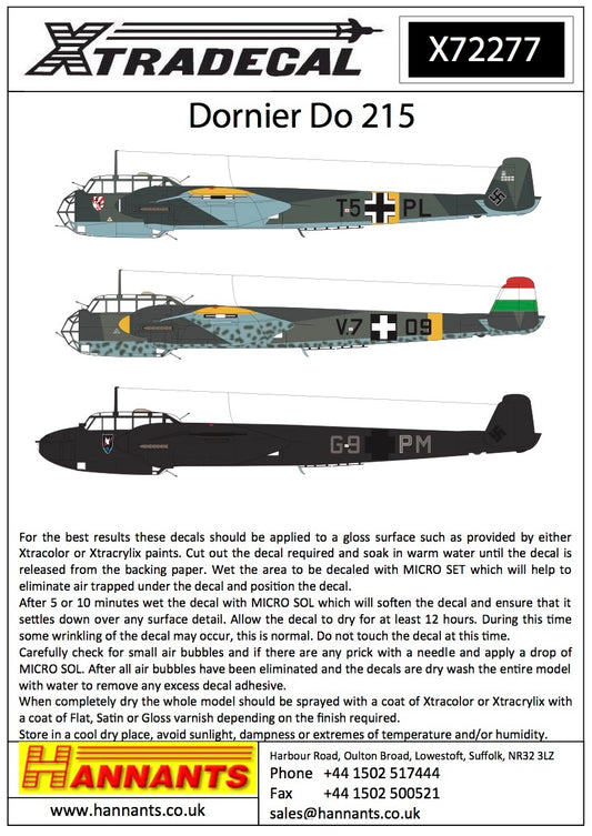 Xtradecal 72277 1:72 Dornier Do-215