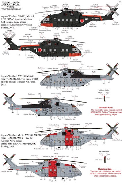 Xtradecal 72279 1:72 Agusta-Westland Merlin Operators