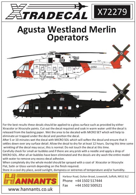 Xtradecal 72279 1:72 Agusta-Westland Merlin Operators