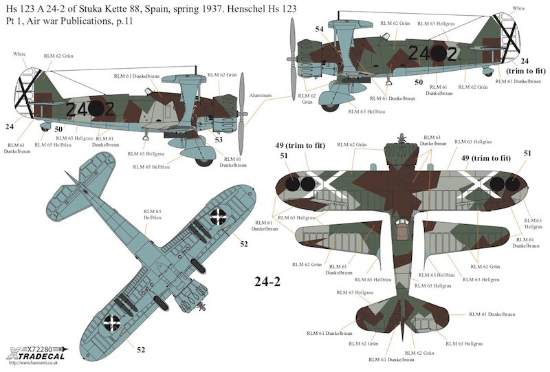 Xtradecal 72280 1:72 Henschel Hs-123A-1/B-1