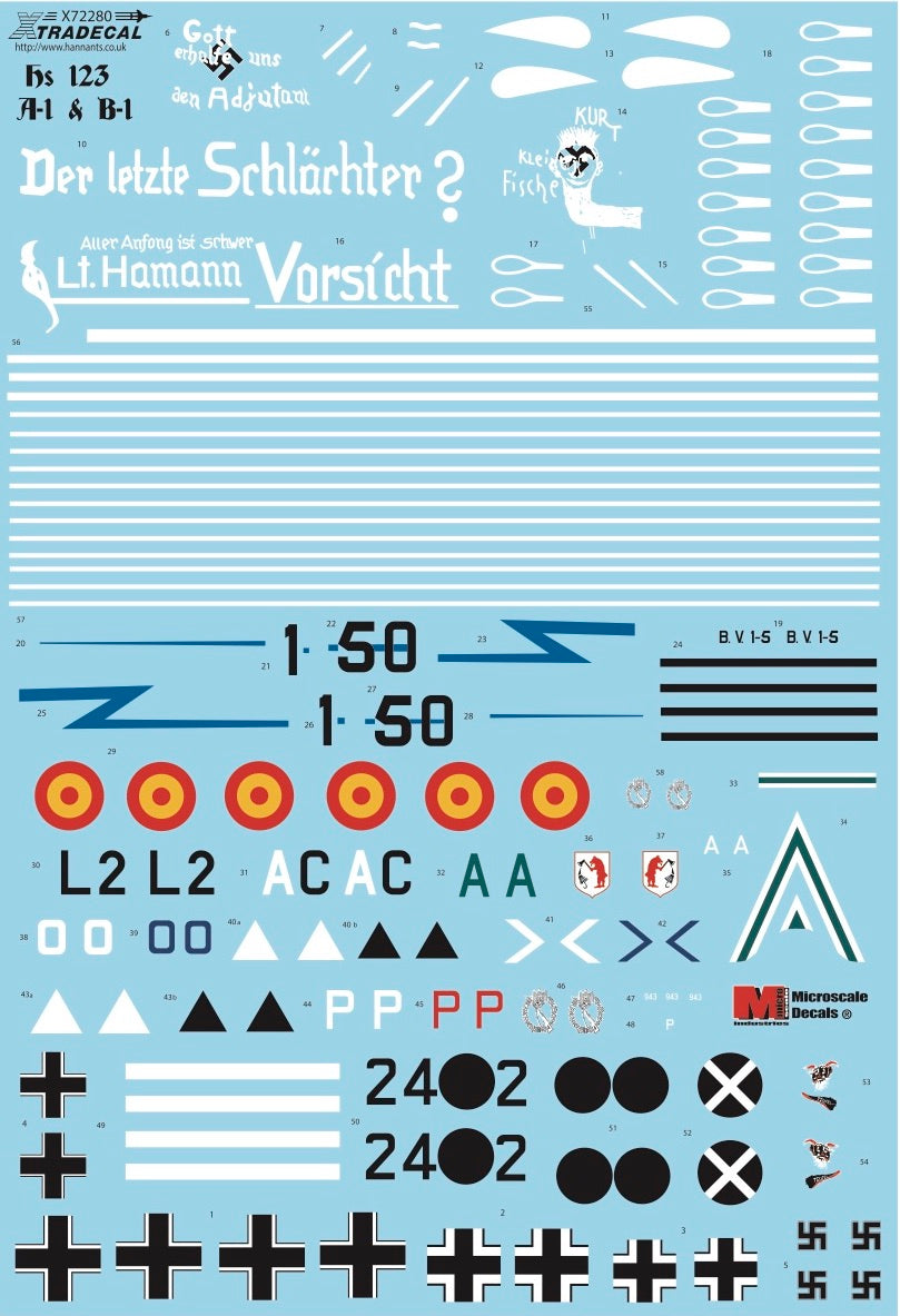 Xtradecal 72280 1:72 Henschel Hs-123A-1/B-1