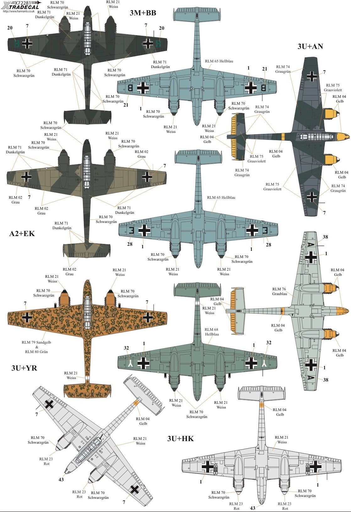 Xtradecal 72281 1:72 Messerschmitt Bf-110C/D/E/F/G