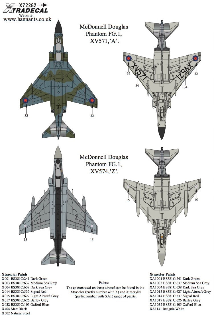 Xtradecal 72282 1:72 McDonnell-Douglas Phantom FG.1 in RAF Service Part 1