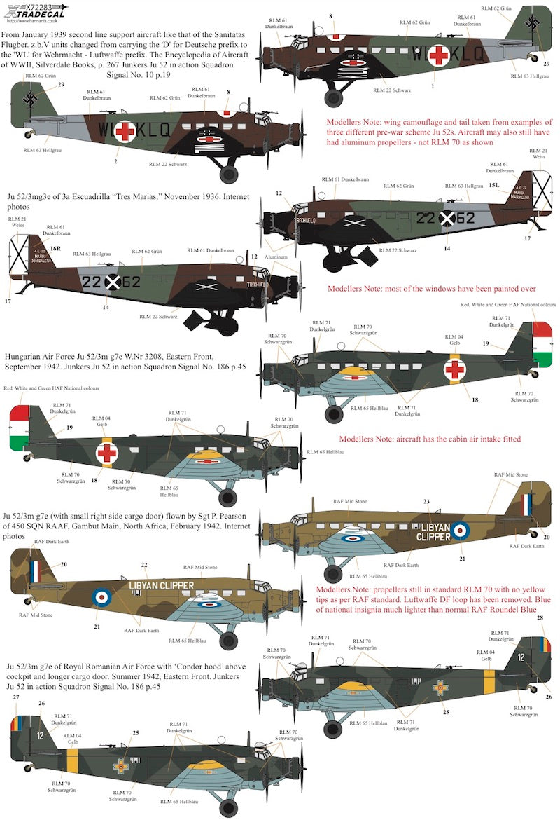 Xtradecal 72283 1:72 Junkers Ju-52/3m