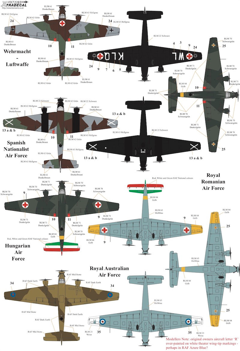 Xtradecal 72283 1:72 Junkers Ju-52/3m