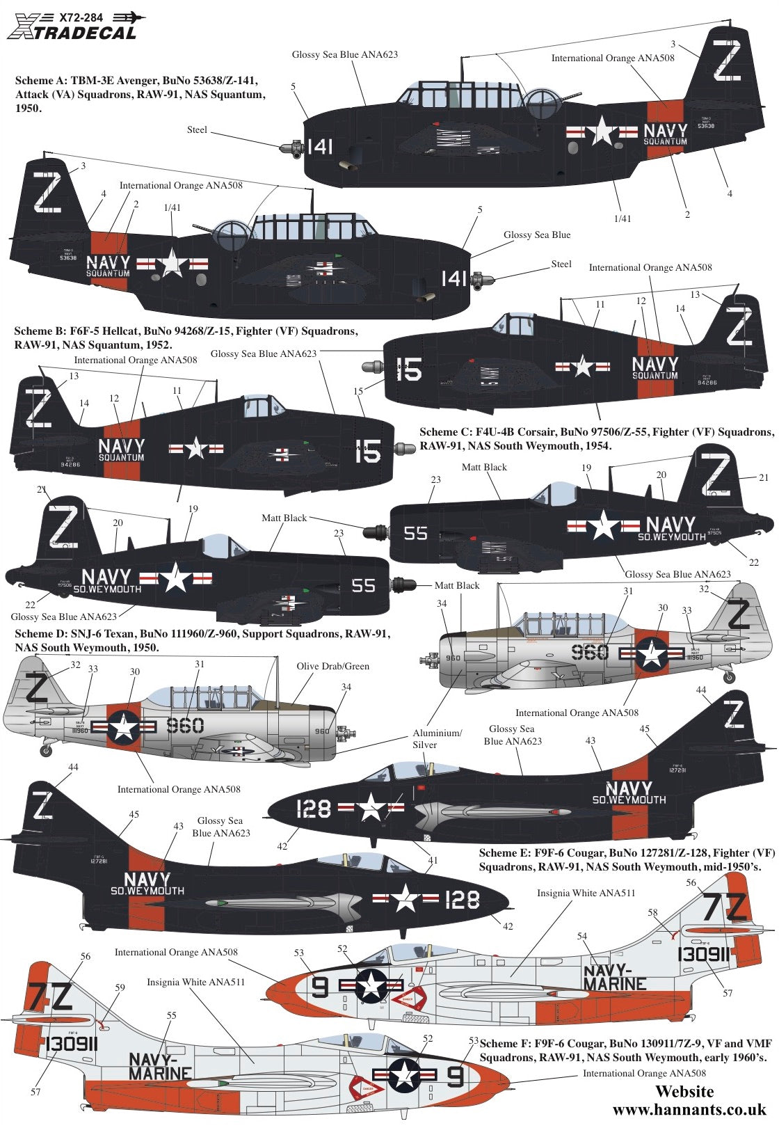 Xtradecal 72284 1:72 USN Reserve Air Wing 91