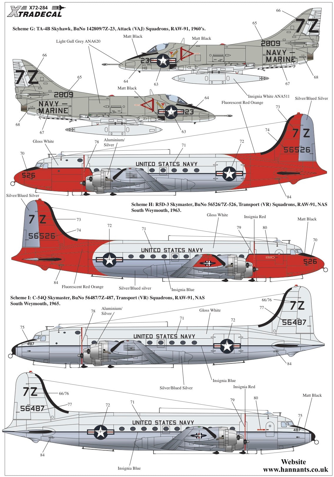 Xtradecal 72284 1:72 USN Reserve Air Wing 91