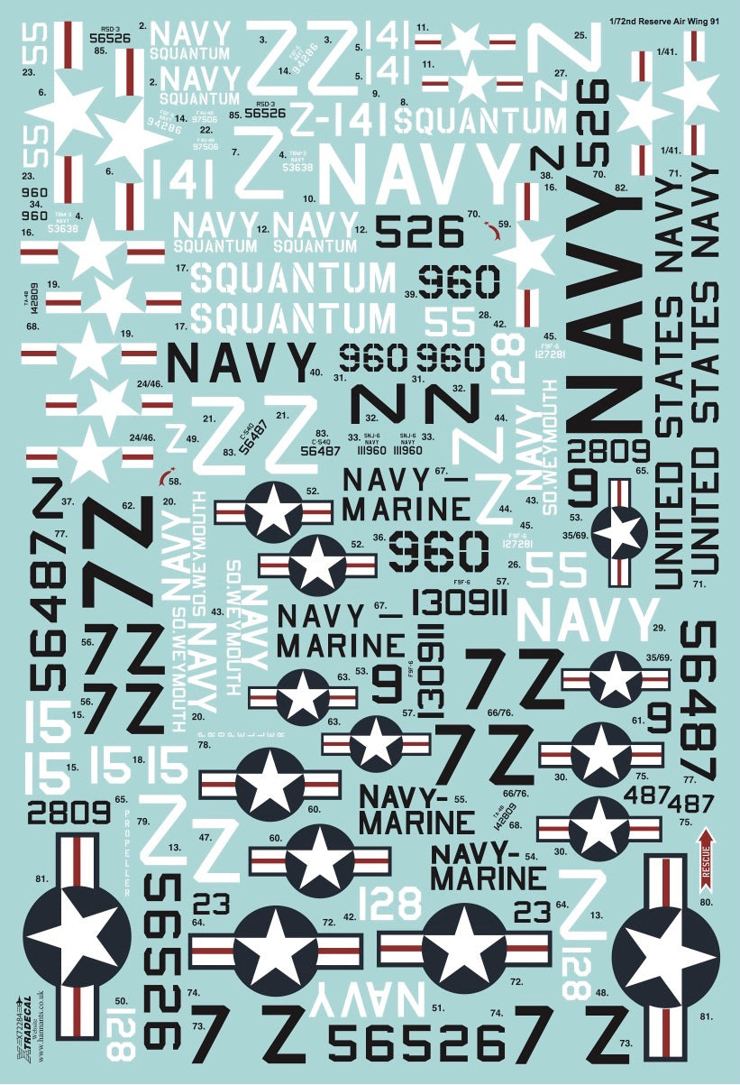 Xtradecal 72284 1:72 USN Reserve Air Wing 91