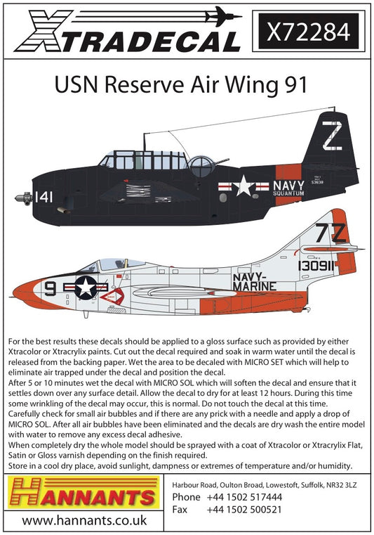 Xtradecal 72284 1:72 USN Reserve Air Wing 91