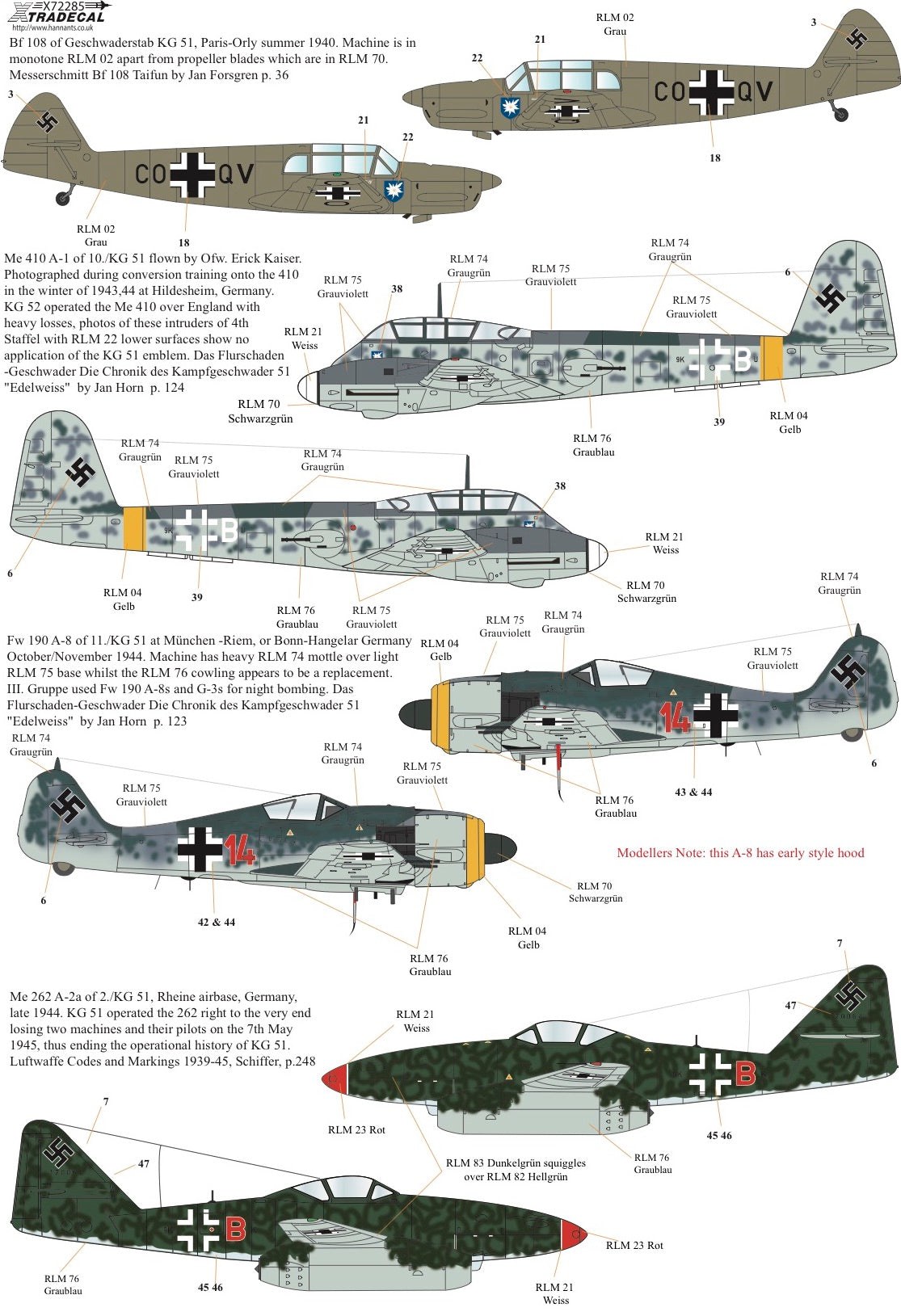 Xtradecal 72285 1:72 The History of Kampfgeschwader KG51 'Edelweiss'