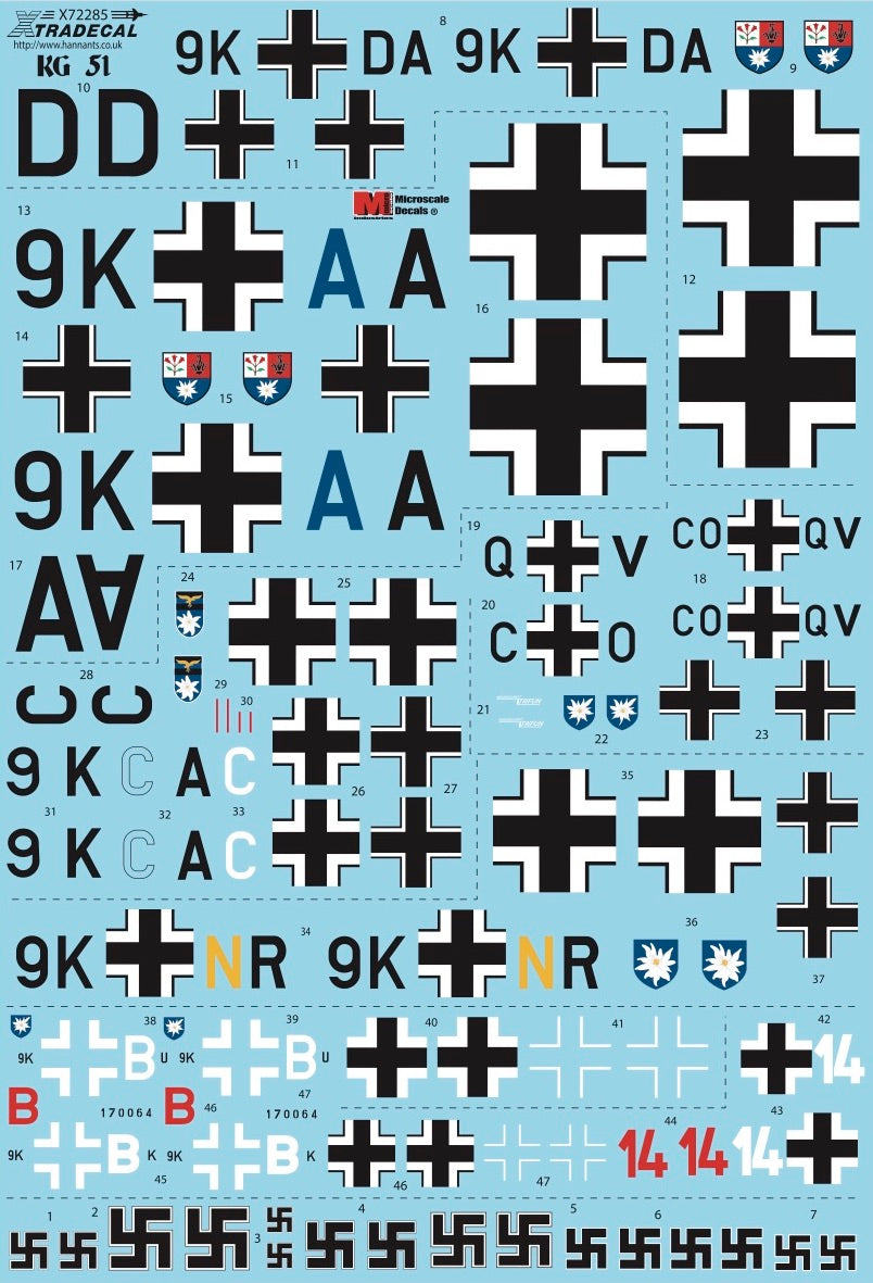 Xtradecal 72285 1:72 The History of Kampfgeschwader KG51 'Edelweiss'