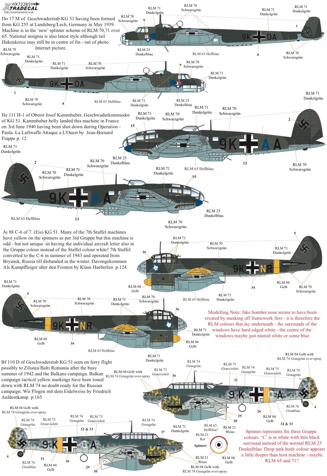 Xtradecal 72285 1:72 The History of Kampfgeschwader KG51 'Edelweiss'