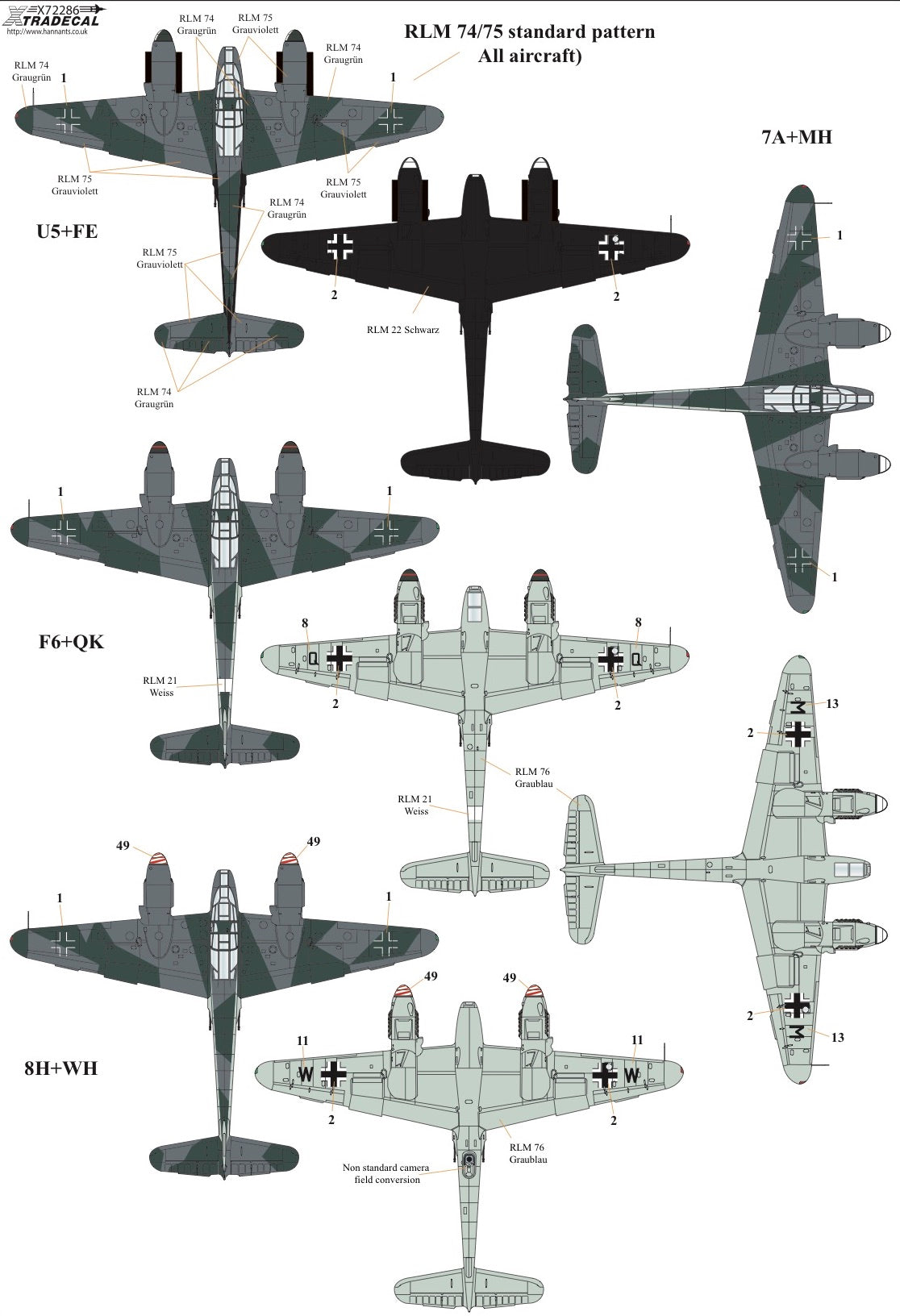 Xtradecal 72286 1:72 Messerchmitt Me-410A-1