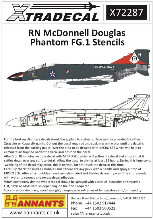 Xtradecal 72287 1:72 McDonnell-Douglas FG.1 Phantom Royal Navy Stencil Data Part 1