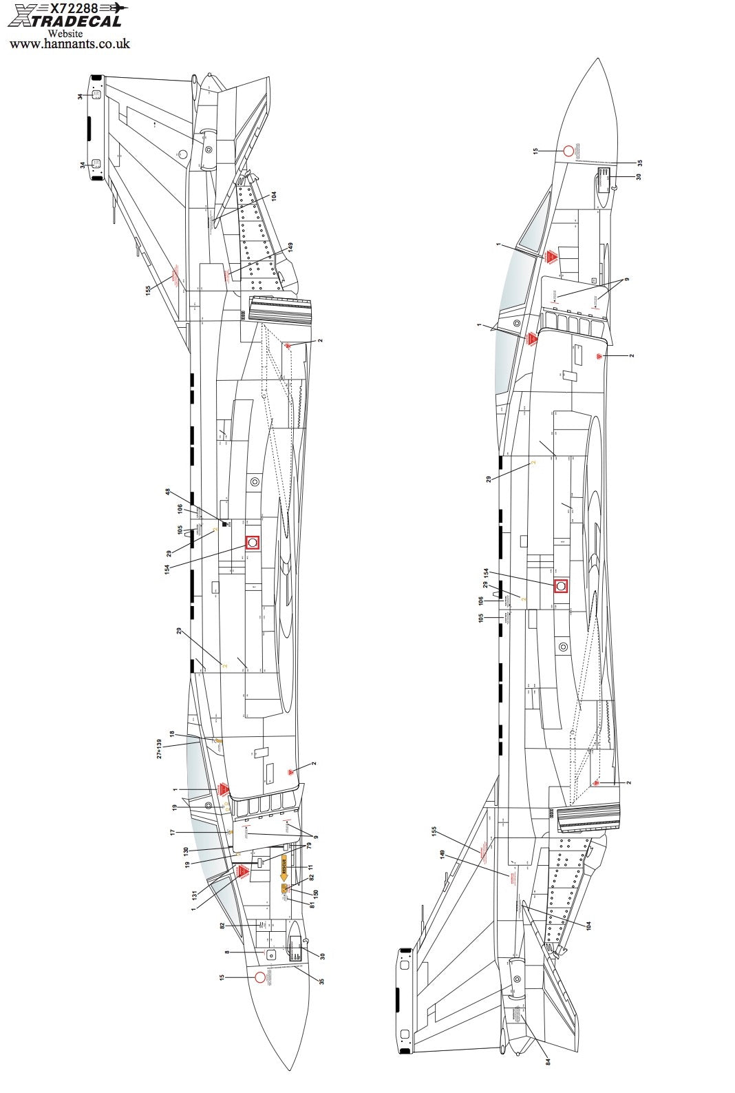 Xtradecal 72288 1:72 McDonnell-Douglas FG.1/FGR.2 Phantom Royal Air Force Stencil Data Part 1