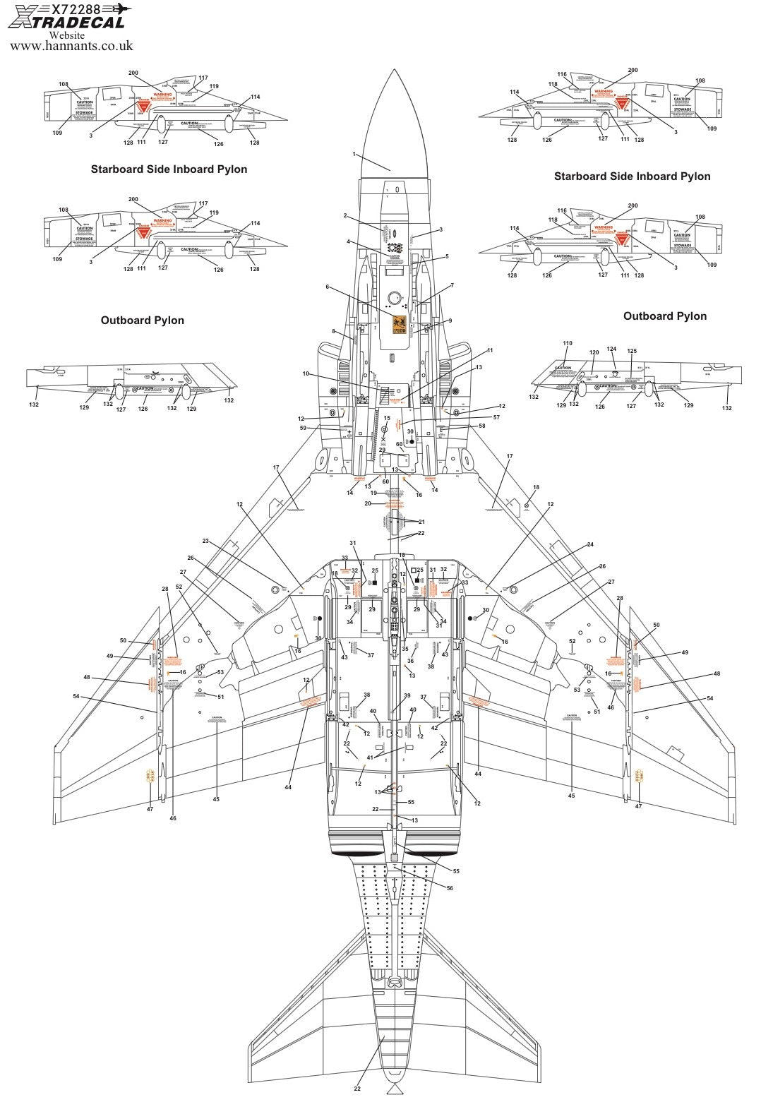 Xtradecal 72288 1:72 McDonnell-Douglas FG.1/FGR.2 Phantom Royal Air Force Stencil Data Part 1